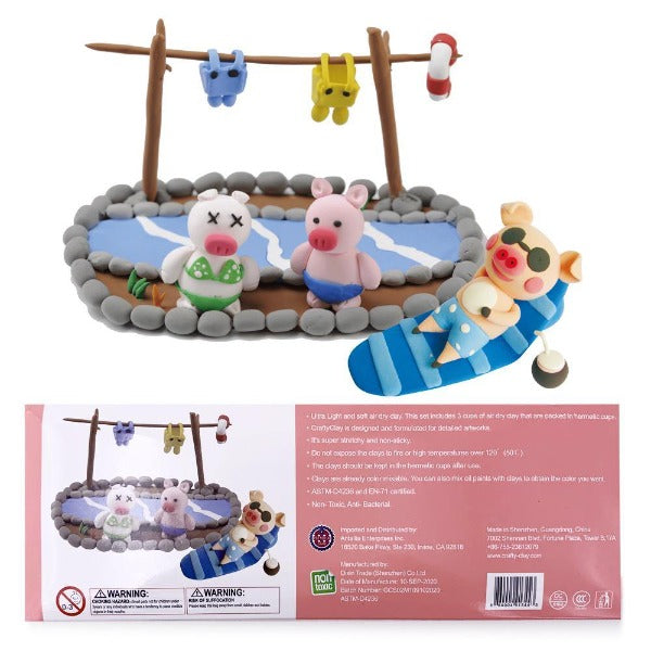 "PIGS PERFECT HOLIDAY" Air Dry Modeling Clay Set for Kids - CraftyClay