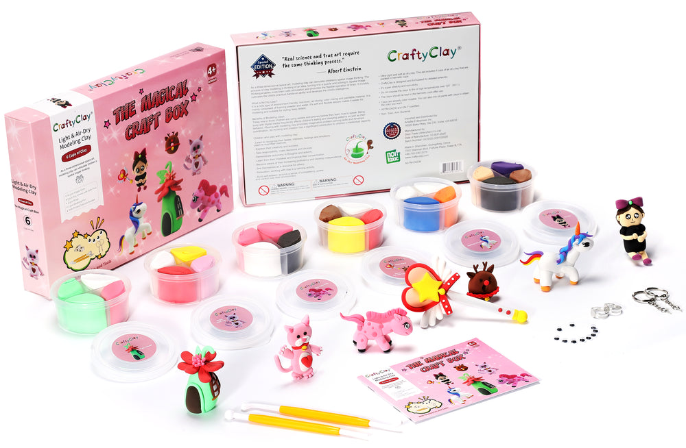 The Magical Craft Box | 24 Color Premium Air Dry Modeling Clays | A Fantastic Art and Craft Project Set For Kids | 120 Projects Tutorials
