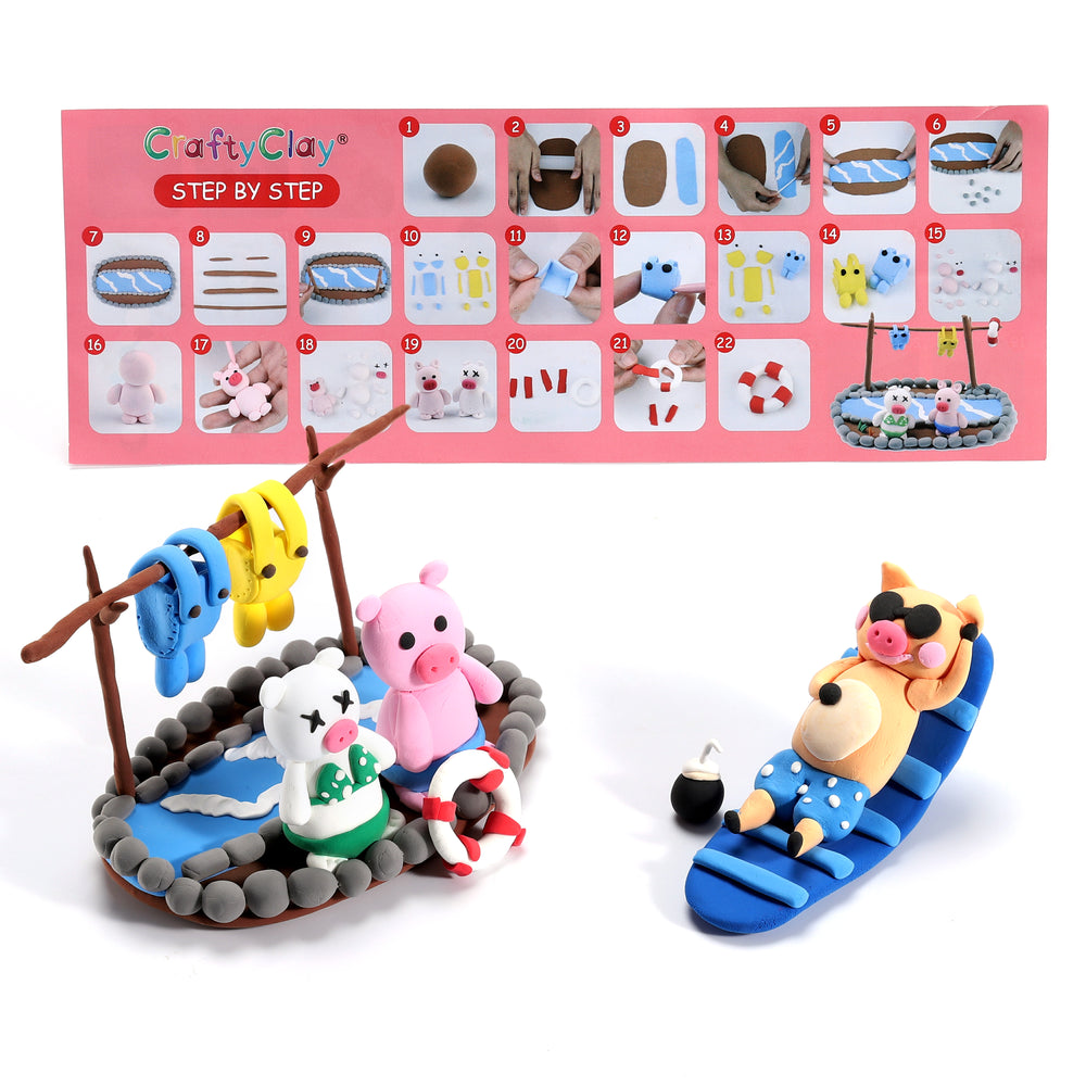 Pigs' Perfect Holiday | 12 Color Premium Quality Air Dry Modeling Clay Kit for Kids | Improves Spatial Thinking Capacity | Odorless & Non-Sticky