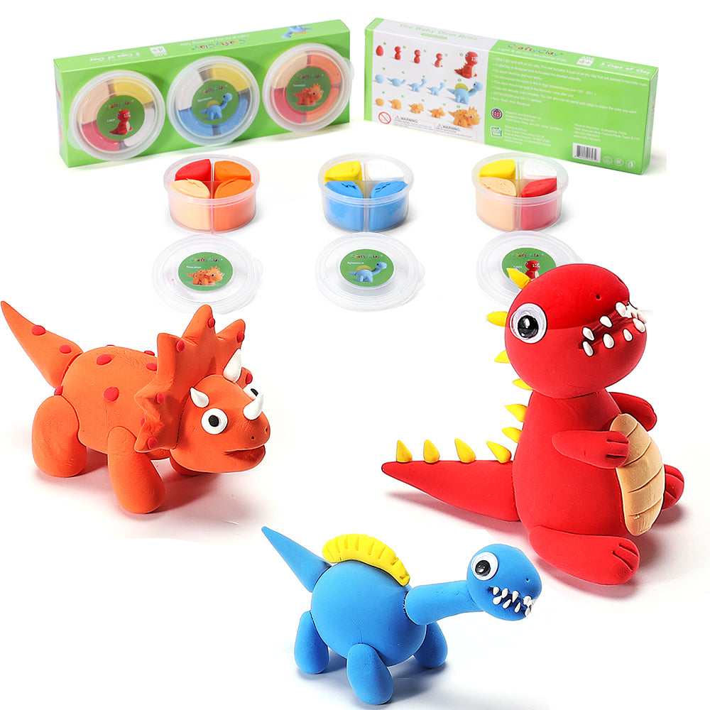 The Baby Dino Bros 12 Color Premium Quality Air Dry Modeling Clays