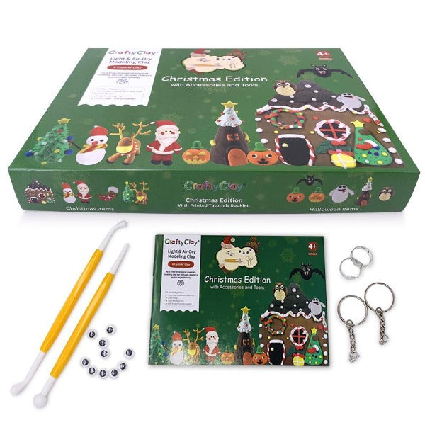 The Christmas Edition | 24 Color Clays Air Dry Modeling Clay Kit for Kids| A Fantastic Theme For Teaching Crafts | 120 Projects Tutorials