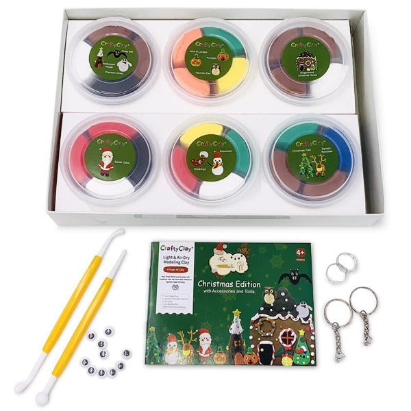 The "CHRISTMAS EDITION" Air Dry Modeling Clay Set for Kids - CraftyClay